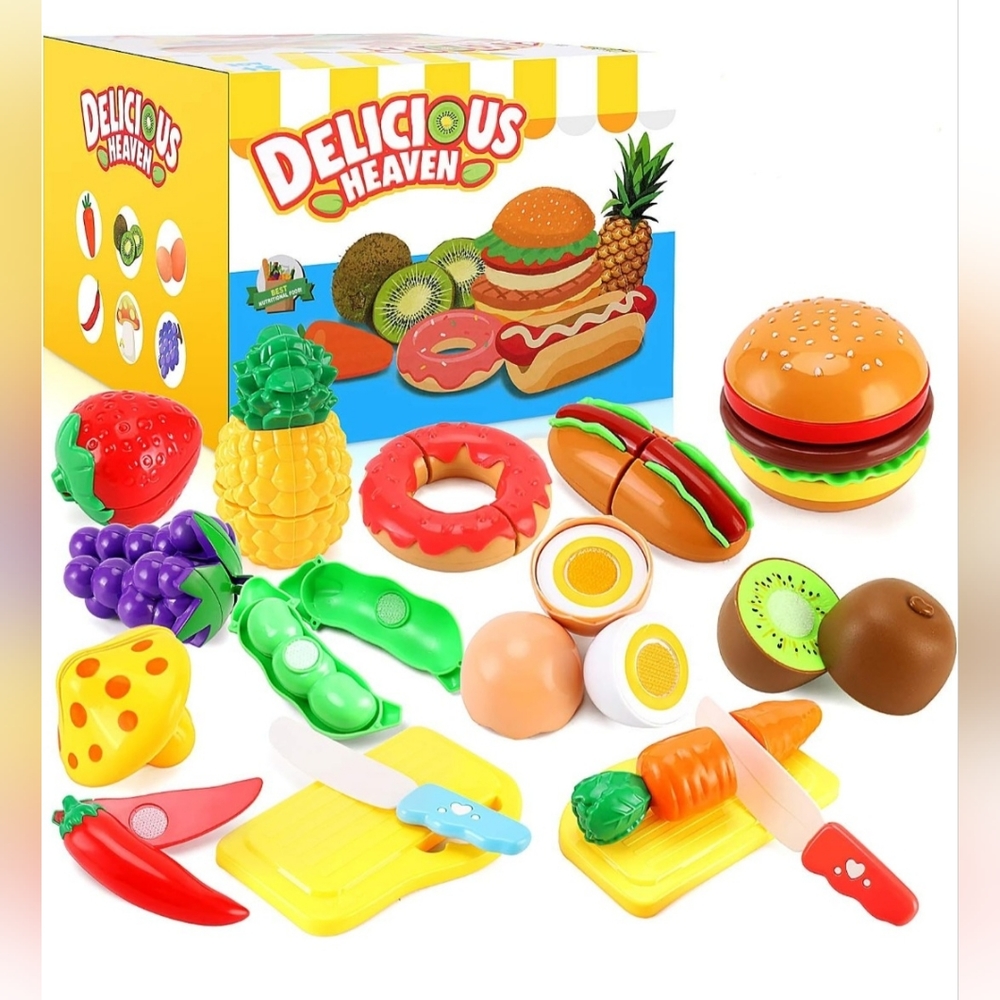 NEW33pcs Cutting Pretend Play Food Toys for Kids Kitchen Set Playset Accessories